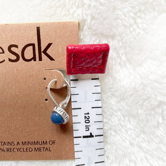 ❌SOLD❌The Sak Drop Earrings Silver Tone Blue Center New - Picture 8 of 8